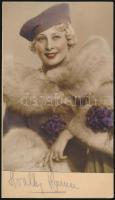 cca 1933 Honthy Hanna (1893-1978) színművésznő, operettprimadonna színezett fotója saját kezű aláírásával, kartonon, Angelo (Funk Pál) fotóművész  által készítve, asszisztense hagyatékából, 22×12,5 cm