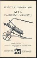 cca 1930 ALFA gazdasági szivattyú, rajzos termékismertető, Gönczi-Gebhardt Tibor (1902-1994) grafiká...
