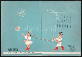 cca 1965 Az Artex külkereskedelmi vállalattól rendelhető különböző öltöztetett minőségi baba képes i...