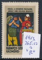 1913 Budapest Székesfőváros Gázművei levélzáró