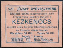 Szt. József Gyógyszertár Bp. VIII. recept boríték