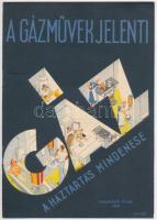 1939 A Gázművek jelenti, a Nemzetközi Vásárra kiadott rajzos füzet receptekkel, szép állapotban, Gönczi-Gebhardt Tibor (1902-1994) grafikájával, 8p