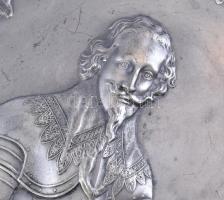 graf von Pappanheim hadvezést ábárzoló antik ón tál. Pecséttel jelzett, hibátlan. / Antique tin plat...