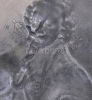 graf von Pappanheim hadvezést ábárzoló antik ón tál. Pecséttel jelzett, hibátlan. / Antique tin plat...