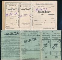 1934 Magyar Királyi Államvasutak rendes árú bérletjegy és szabadjegy minták, 2 db, szép állapotban