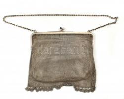 Ezüst (Ag) színházi táska. Jelzett. 15x14 cm, br: 149 g