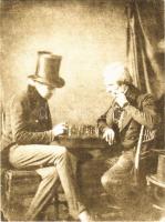 The chess players. Portrait taken in Claudets Studio by W.H.F. Talbot in 1846 - Modern reprint