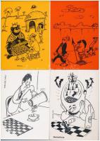 21 db MODERN sakk motívum képeslap: Helge Hau / 21 modern chess motive postcards: Helge Hau