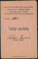 1918 Debreceni Kereskedelmi Alkalmazottak Országos szövetsége tagsági igazolvánnyal