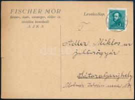 1943 Ajka, Fischer Mór fűszer-, liszt-, csemege-, rőfös-, és rövidáru kereskedő fejléces levelezőlap