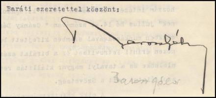 1935 Baross Gábor postatakarékpénztári vezérigazgató autográf aláírással ellátott levele