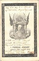 I. Ferenc József született 1830 meghalt 1916. Szecessziós gyászlap / Art Nouveau obituary card of Franz Joseph (fa)