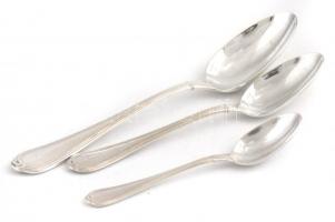 Christofle egyszemélyes ezüstözött alpakka evőeszközkészlet, jelzett, jó állapotban, 8 db