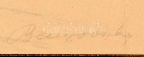 Benyovszky István (1898-1969): Lovasszán. Színezett rézkarc, papír, jelzett, üvegezett fa keretben, ...