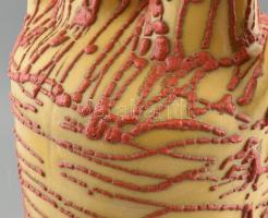 Iparművész kerámia amfora padlóváza csurgatott mázzal,  jelzés nélkül, hibátlan.  50 cm