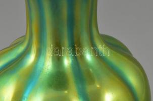 Zsolnay eozin mázas fodros váza. Jelzett, hibátlan  16 cm