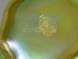 Zsolnay eozin mázas fodros váza. Jelzett, hibátlan  16 cm