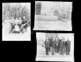 cca 1908-1940 Családi képek, portrék, emberek, 12 db üvegnegatív és 3 db fimnegatív, különböző méretben