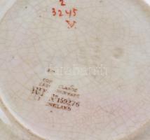 2 db antik fajansz angol teáscsésze. Máz alatti festéssel. Jelzettek, kis kopásokkal