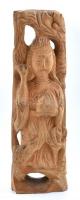 Távol keleti istenség faragott keményfa szobor, m: 17 cm