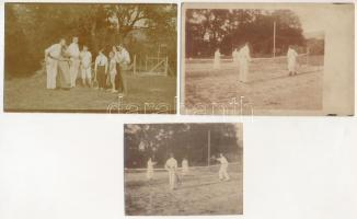 3 db RÉGI sport fotó képeslap: tenisz / 3 pre-1945 sport photo postcards: tennis