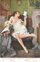 Sa fete / Feiertag / Feast day Erotic nude lady art postcard. Société des Artistes Francais. Salon de Paris. ND Phot. s: Jules Scalbert