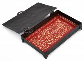 Kovácsoltvas kártyatartó doboz, díszes belső résszel, 20x13x3,5 cm