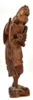 Gyümölcsárus régi keleti faragott keményfa szobor. 30 cm