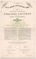 Budapest 1903. Pesti Magyar Kereskedelmi Bank 4 1/2%-os községi kötvénye 500K-ról, szárazpecséttel és szelvényekkel T:III