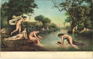Die Jugend des Bacchus / Erotic nude lady art postcard. Stengel s: Ranvier (gyűrődés / crease)