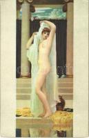 Das Bad der Psyche / Erotic nude lady art postcard. Stengel s: Leighton (vágott / cut)