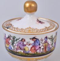 Teáskészlet porcelán.  H. T. Dresdner handmalerei jelzéssel. XX: sz. Németország. Kézzel festett, je...