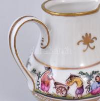 Teáskészlet porcelán.  H. T. Dresdner handmalerei jelzéssel. XX: sz. Németország. Kézzel festett, je...