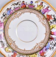 Teáskészlet porcelán.  H. T. Dresdner handmalerei jelzéssel. XX: sz. Németország. Kézzel festett, je...