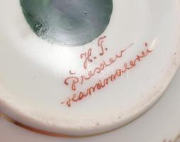 Teáskészlet porcelán.  H. T. Dresdner handmalerei jelzéssel. XX: sz. Németország. Kézzel festett, je...
