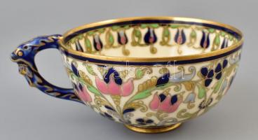 Zsolnay antik, perzsa mintás teáscsésze. cca 1870 Kézzel festett, jelzett (kék családi pecsét) . Máz...