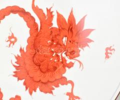 4 db kínai mintás dísztányér H. T. Dresdner handmalerei. 3 db sárkányos, egy kínai jelenetes. XX: sz...