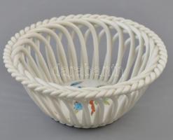 Herendi Viktória mintás fonott kosár, kézzel festett, jelzett, hibátlan, d: 9,5 cm