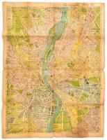 cca 1944. Budapest térkép teljes utcajegyzékkel . A térkép több helyen javított, szakadozott. 62x47 cm