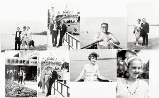 cca 1970 Egy balatoni utazás emlékei, kb. 60 db fotó, 6,5×9,5 cm