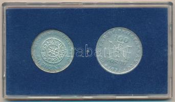 1972. 50Ft Ag + 100Ft Ag "Szent István" pár eredeti, kék plasztiktokban T:BU patina 
Adam...
