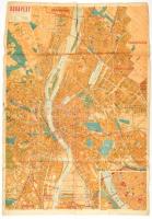 Budapest belterületének utca névjegyzéke. A térkép több helyen gyűrött, szakadozott. 69x50 cm.