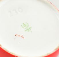 Hollóházi nemzetközi nőnap dekoros retro cukordoboz és két mokkás csésze, aljjal. Matricás, jelzett,...