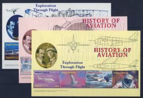 History of aviation minisheet + block 100 éves a motoros repülés kisívsor + blokk sor 100. Jahrestag...