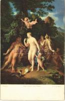 Das Urteil des Paris / Erotic nude lady art postcard. Stengel s: A. v. d. Werff (vágott / cut)