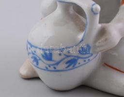 Zsolnay porcelán kislány korsóval, kézzel festett, jelzett, hibátlan, m:7,5 cm (tervező:Sinkó András...