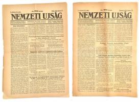 1923 A Nemzeti Újság keresztény politikai napilap 2 db száma (V. évfolyam 38. és 46. szám), szakadásokkal