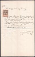 1901 Pécs, hatósági bizonyítvány 2K okmánybélyeggel, szárazpecséttel