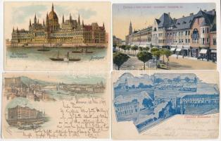 7 db RÉGI magyar város képeslap vegyes minőségben: Szerencs, Szarvas, Kecskemét, Budapest, Hidegkút / 7 pre-1945 Hungarian town-view postcards in mixed quality