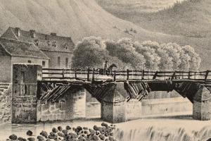 cca 1915-1919 4 db házakat, tájképeket ábrázoló metszet, feliratozott, Geiszler Zerna jelzéssel, néh...